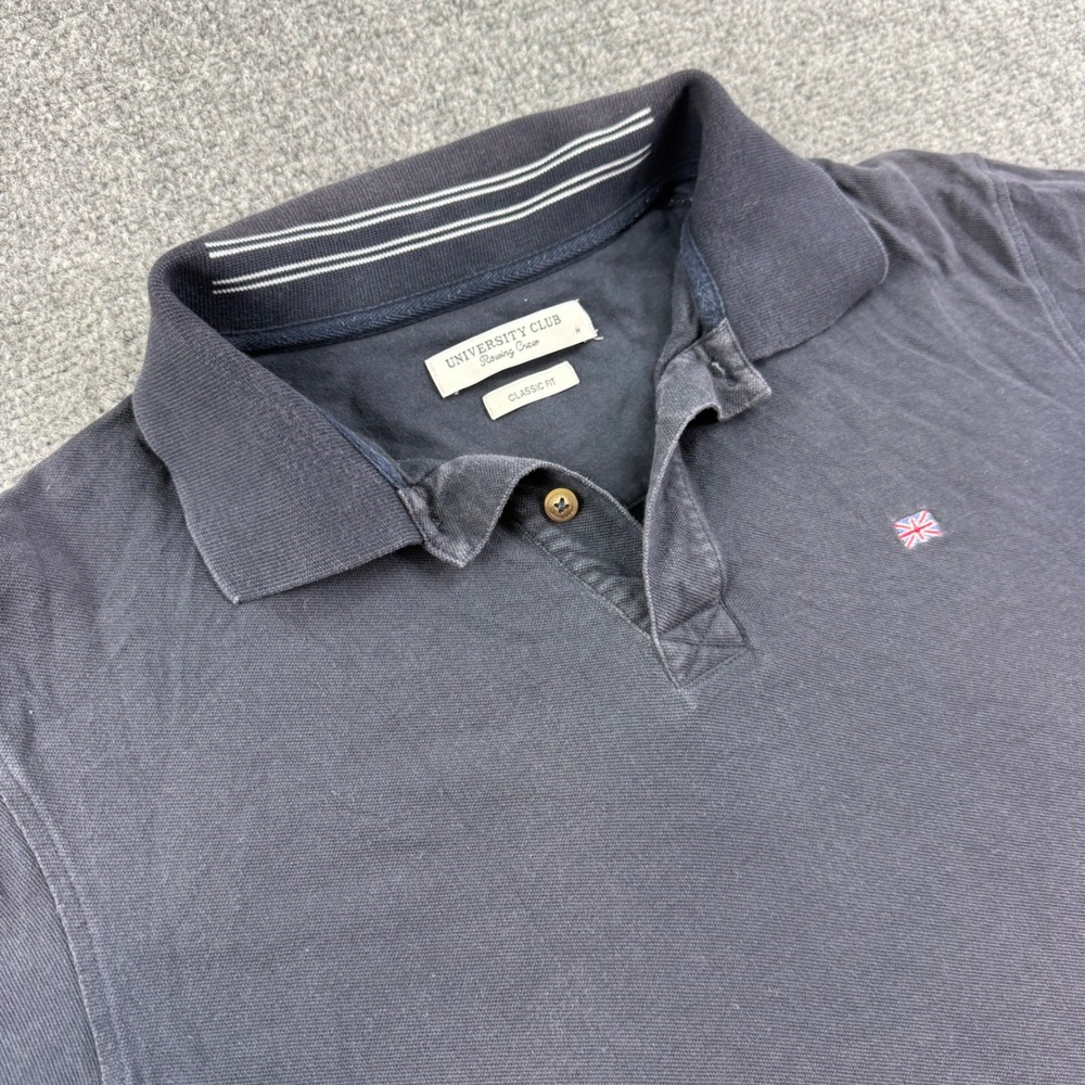 University Club Rowing Crew Polo Shirt M Navy Blue Classic Fit Cotton Mens